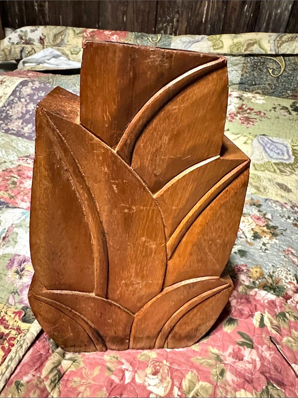 Carved Wood Hawaiian Perfume Bottle Holder